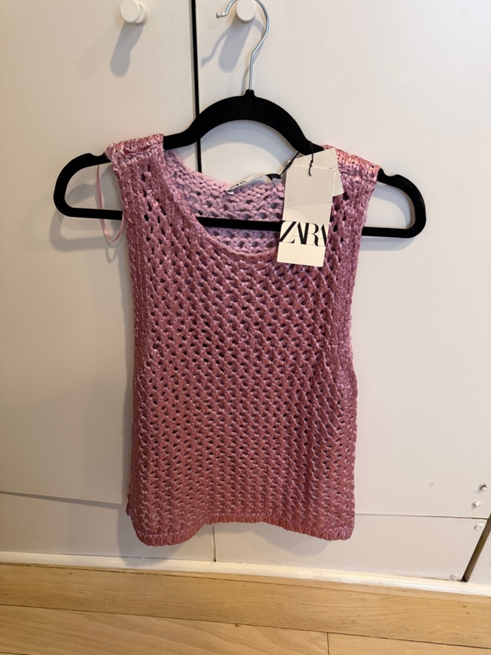 ZARA Dusty Rose Crochet Tank Top